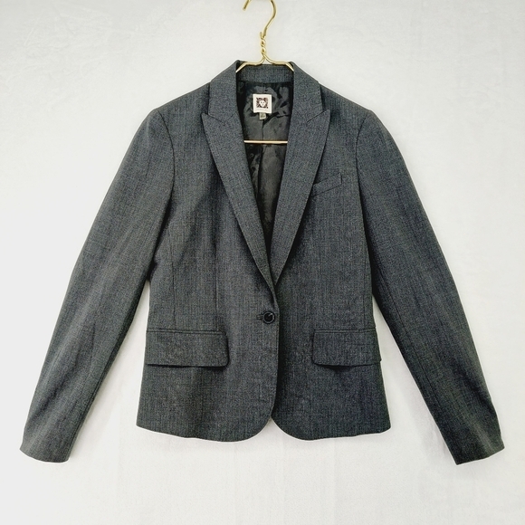 Anne Klein Button Front Gray Long Sleeve Pockets Business Casual Suit Jacket Z2 - Picture 2 of 9
